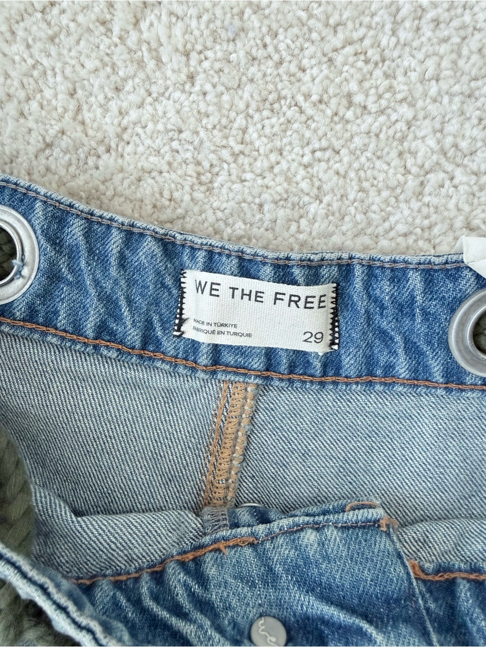 Free People Moxie Low Slung Jeans with Olive Braided Belt in Roll Around - Picture 8 of 16
